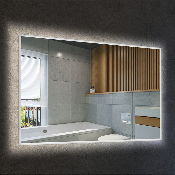 Дзеркало StudioGlass SEVAN з фоновою підсвіткою прямокутне з матовою рамкою